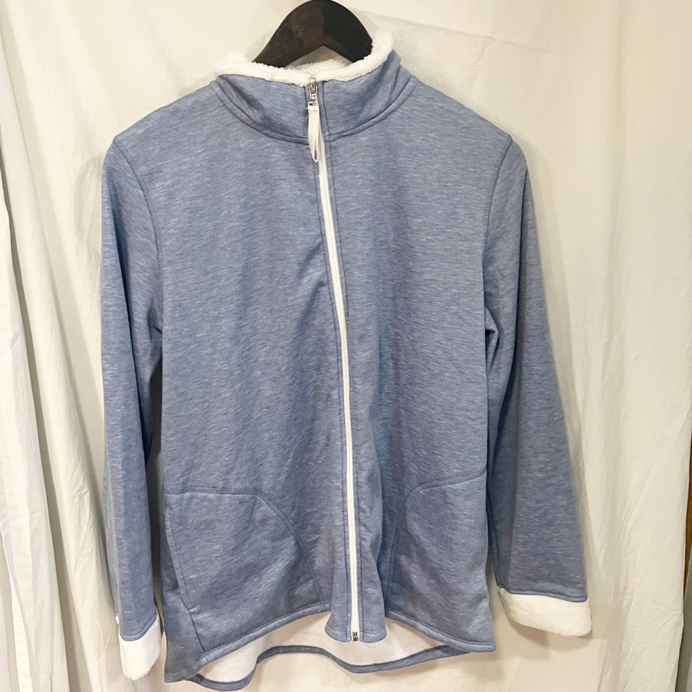Cuddl Duds Full Zip Jacket Womens Size Medium Blue Fleece Lined with Pockets